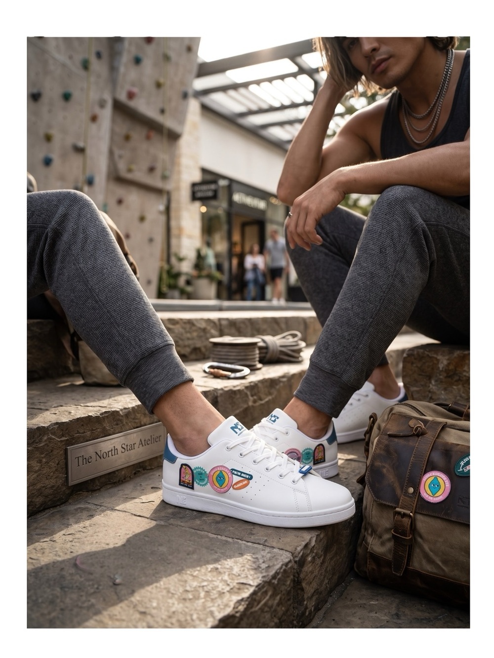 HTF: North Star ★ Retrostar Vegan Leather Sneakers ★ Blanco Azul ★ 39 6.5D 7D
